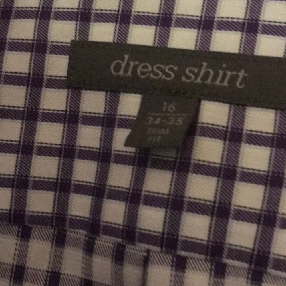 Nordstrom Rack new purple and white Men’s check shirt trim fit size 16 34/35 - Picture 2 of 6